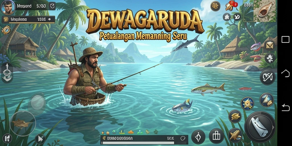 Gameplay DEWAGARUDA yang seru saat memancing.