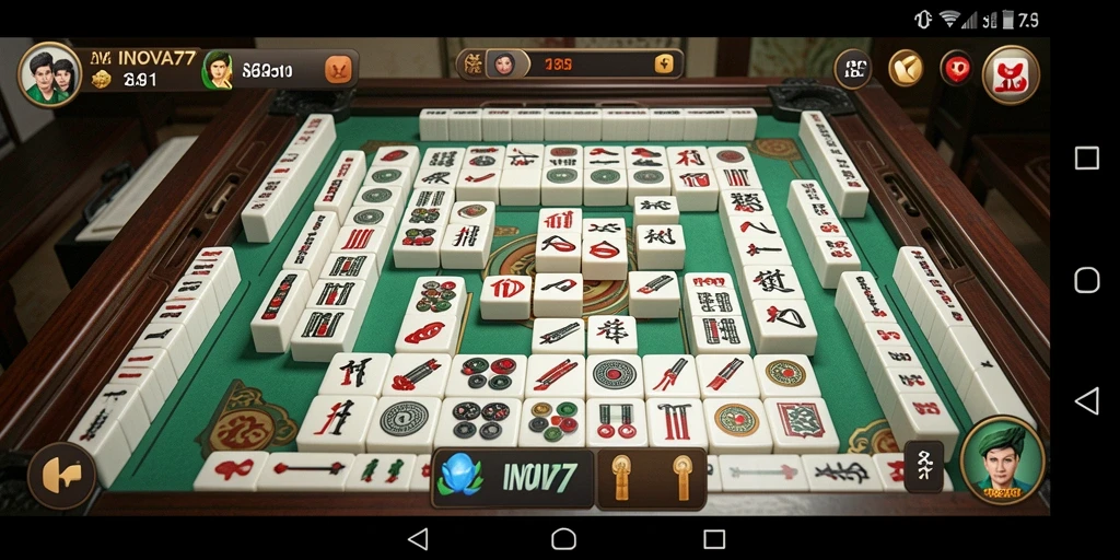 Tangkapan layar gameplay INOVA77 menampilkan suasana Mahjong yang mendebarkan.