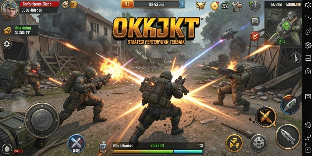 Screenshot utama OKJKT menampilkan aksi pertempuran SLG yang mendebarkan.