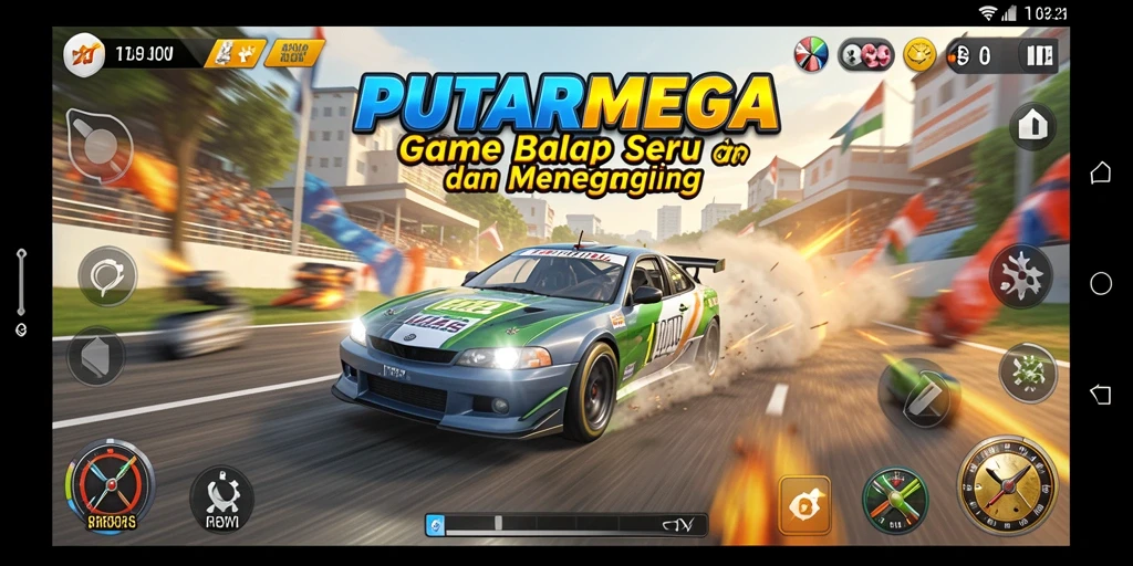 Tampilan gameplay PUTARMEGA yang mendebarkan dan menantang.