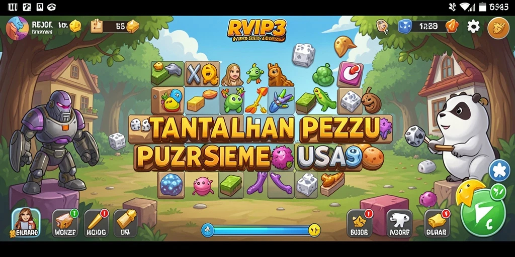 Tampilan tangkapan layar RVIP3 menampilkan gameplay Puzzle yang menantang dan menarik.